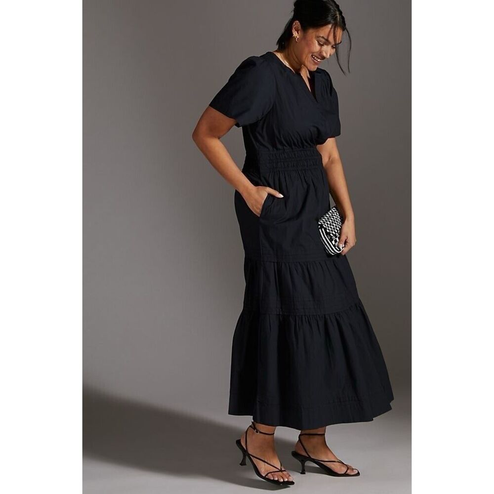 Anthropologie Black Tiered Maxi Dress - Picture 4 of 14